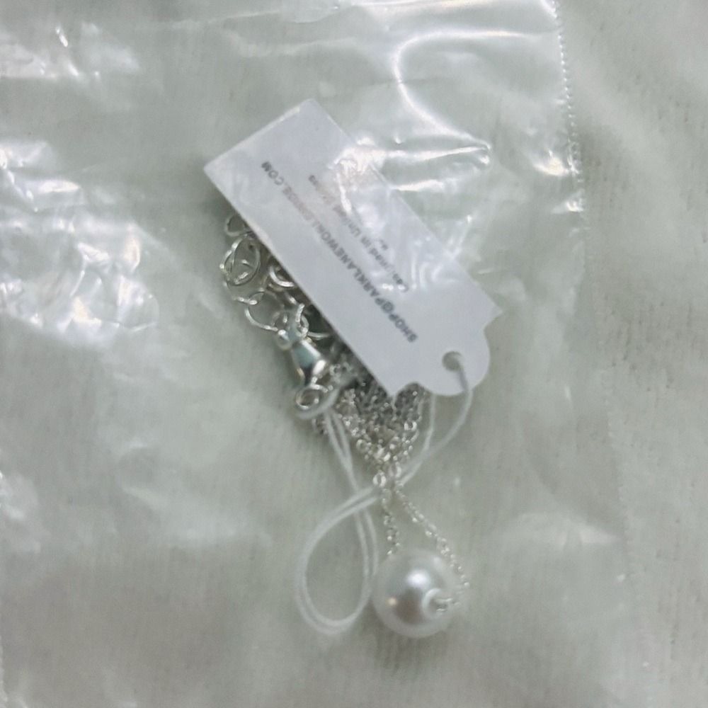 Park Lane Jewelry Silver Tone Faux Pearl Drop Necklace Minimalist NWT